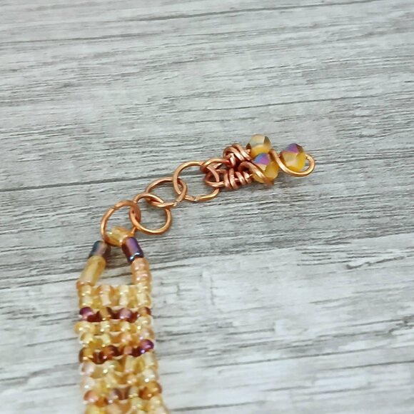 Boho Chic Beaded Herringbone Bracelet, Seed Bead Jewelry, Handmade Artisan - Picture 5 of 6